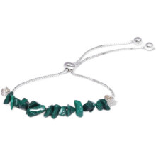 Armbanden met onregelmatig gevormde kristallen en natuurlijke steentjes voor dames en heren, verstelbare zilverkleurige schakelarmband, malachiet,