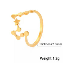 RSAMD12Anelli costellazione per donna Segni zodiacali Anello aperto Regalo di compleanno - Regolabile - Pesci Oro