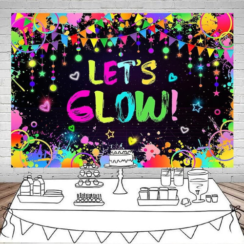 Διακόσμηση Πάρτι με Φώτα Νέον "Let's Glow" - Είδη που Λάμπουν στο Σκοτάδι, Πανό για 1