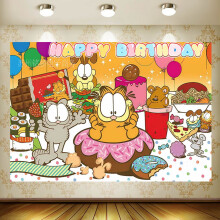Decorazioni per feste di compleanno a tema Garfield, sfondi per feste di compleanno a tema Garfield, decorazioni per il tavolo della torta e
