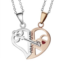 1 paio di collane abbinate - Forma a cuore, creative, unisex, di ottima fattura, ciondolo per coppia ideale come regalo