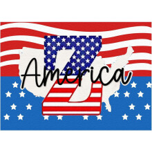 Zerbino patriottico Quinlirra da 26" con iniziale del cognome, design con bandiera USA, antiscivolo e lavabile, zerbino per la porta d'ingresso per