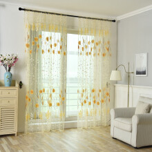 Cortinas Voil Blackout com Estampa de Folhas, 1 Painel, 2 Painéis de Tecido, 108 Polegadas de Comprimento