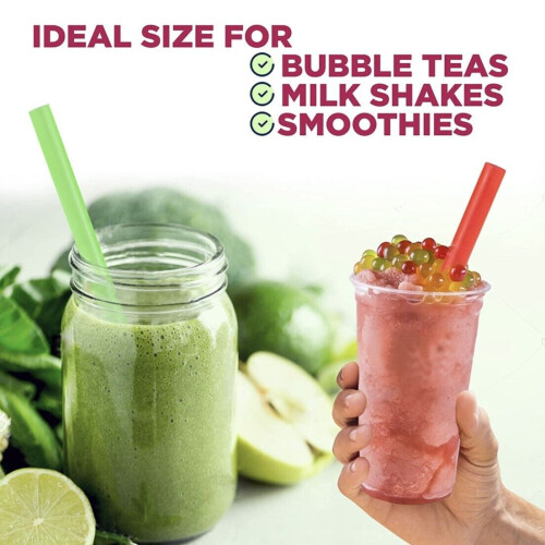 8,5" Jumbo Colossal/Boba Smoothie Πολύ Πλατύ Νέον Χωρίς Περιτύλιγμα, Διάμετρος 1/2" 2