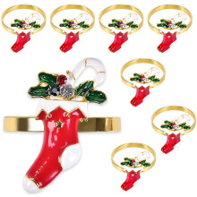 Conjunto de 8 Porta-Guardanapos em Formato de Meia de Natal, Porta-Guardanapos Natalinos para Mesa de Jantar, Porta-Guardanapos para Casamentos,