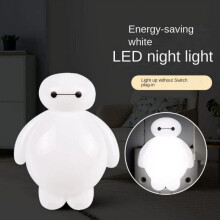 Baymax Cartoon Lighting US Plugled Energy Saving Bedsidenight Light Lamp for Kids Baby Room White