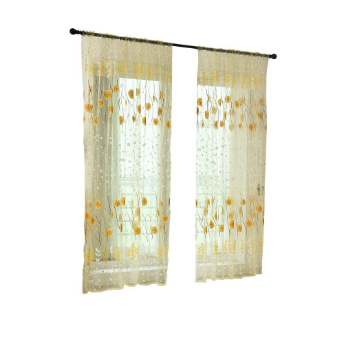 Cortinas Voil Blackout com Estampa de Folhas, 1 Painel, 2 Painéis de Tecido, 108 Polegadas de Comprimento 1