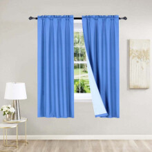 Cortinas blackout com textura de linho azul royal e bolso para varão, SAMIMPORT-2011, 35” x 63”