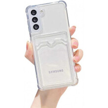 Shockproof Case with Card Slots Reinforced Corners compatible with Samsung S21 Plus Transparent