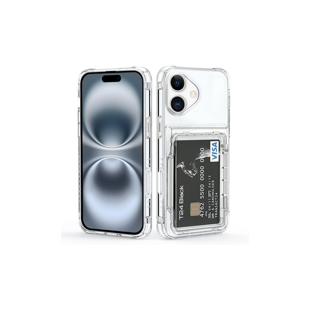 Compatible With Iphone 16 Plus Case With Card Slots Transparent Wallet Case 2-Card Slots Soft Tpu+Hard Pc Shockproof Case, Transparent 9004841002903