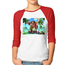 Moana Womens Raglan Sleeves Baseball T-Shirts, Cotton Classic Crewneck Long Tees For Women X-Large