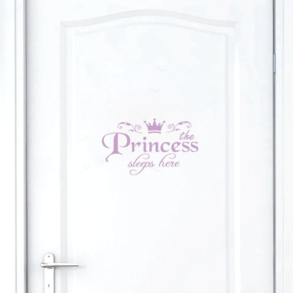 Princess Wall Decals Sleep Here, Door Stickers for Kids Girls Bedroom, Nursery, Living Room, Peel and Stick Mural Decoration