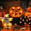 SUSUchens Φωτιστικό διακόσμησης για το Halloween με κολοκύθα και νυχτερίδα, φωτιστικό 8