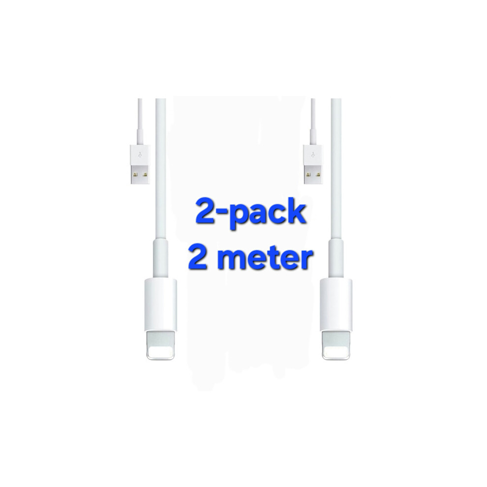 2-Pack - Charging Cable Lightning Compatible With Iphone 2-Pack. 2 Meters White 9004841002873