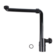 Minxio 1 1/4 Inch Space-Saving Sink Waste Trap for Bathroom Adjustable Washbasin Siphon,Black