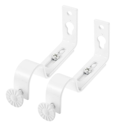 6 Pcs Black Curtain Rod Bracket Valance Window Adjustable Heavy White