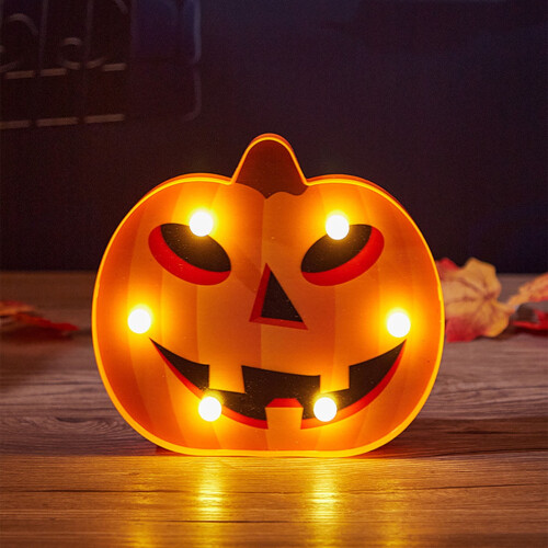 SUSUchens Φωτιστικό διακόσμησης για το Halloween με κολοκύθα και νυχτερίδα, φωτιστικό 2