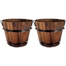 Pot à bonsaï en écorce de forêt (2 pièces) - Seau à fleurs en bois pour plantes d'extérieur