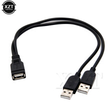 Cabo extensor divisor USB 2.0A macho para USB fêmea duplo com 2 portas USB fêmea para carregamento.