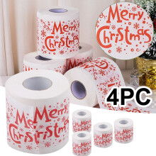 Papier toilette de Noël en rouleau Kiteky, papier de soie imprimé Noël (4 pièces), essuie-tout 4 pièces, papier toilette à motifs de fêtes en