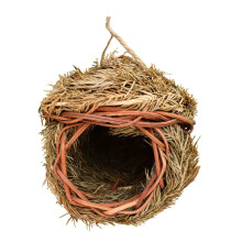Vogelkooi van stro, handgeweven hangend vogelhuisje voor in de tuin, natuurlijke grasdecoratie voor de tuin, cadeau voor mama - harmonieus met de