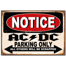 ACDC CSAK parkolásra Bádogtábla Vintage fali poszter Retro vasfestmény Fém plakett bárhoz, kávézóhoz, garázshoz Otthoni ajándék
