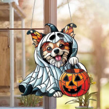 Décoration de porte Halloween 12 x 15 cm avec citrouilles et chèvres, couronne en bois, compatible avec les articles de fête d'Halloween,