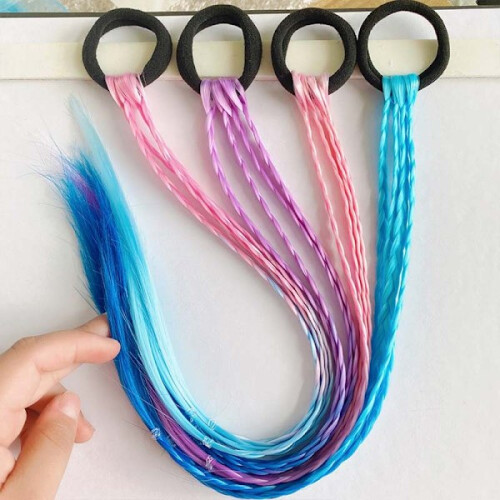 12 τεμάχια extensions μαλλιών για πλεξούδες για παιδιά, extensions χρωματιστών μαλλιών 1
