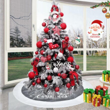 Jupe de sapin de Noël en fausse fourrure de luxe de 101,6 cm (40 po) avec flocons de neige, double épaisseur, douce, pour décoration de Noël et