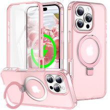 Magnetické pouzdro Dteck kompatibilní s iPhone 16Pro Max s neviditelným stojánkem, průsvitný ochranný kryt s vestavěnou ochranou obrazovky,