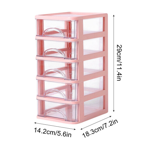 SHENGXINY5-Tier Διαφανές Πλαστικό Κουτί Αποθήκευσης με Συρτάρια για Επιφάνεια Εργασίας, 2