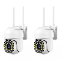 2X Security Camera with Spotlights Color Night Vision Wired Surveillance Camera, WiFi Plug-in Smart Home Cameras