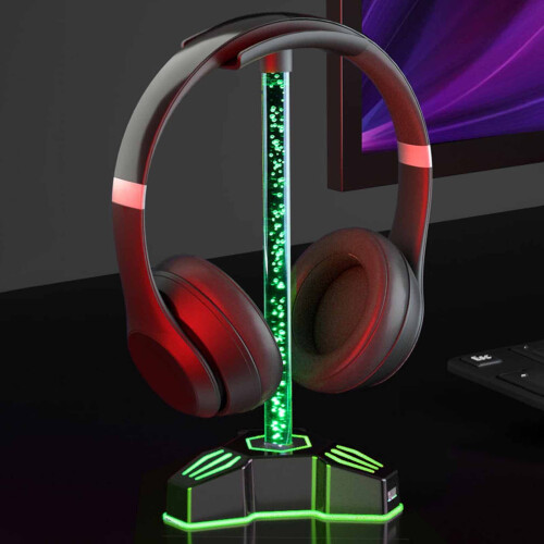 Βάση ακουστικών Txmfgh με φωτισμό RGB, οθόνη ακουστικών Over Ear για γραφείο, συμβατή με 2