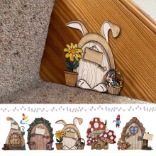 Hesroicy zână ușă desen animat design buxus miniatură elf din lemn ușă poartă grădină decorare casă decor