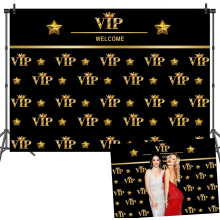 7x5ft VIP Red Carpet Photography Background VIP Black Gold Star Movie Night Backdrop Crown Celebrity Birthday Banquet