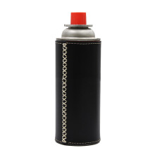 Funda protectora de cuero sintético para bombona de gas, resistente a los golpes, para camping, color negro.