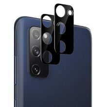 Lot de 2 protections d'objectif en verre trempé noir compatibles avec Samsung S20FE