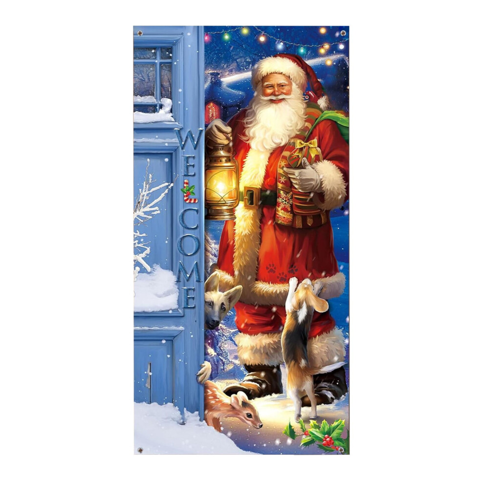 90X200cm Christmas Santa Door Frame Christmas Background Door Frame Christmas Party Curtain Background Cloth Porch Decoration 9423501365323