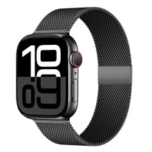 Remienok Milanese Loop kompatibilný s Apple Watch 40 mm, 41 mm, 42 mm, 44 mm, 45 mm, 46 mm, 49 mm, iWatch Series 9 8 7 6 5SE Ultra2, čierny,