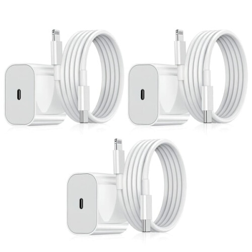 3-delige 20W snellader, compatibel met iPhone - Adapter + kabel - Wit
