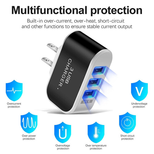 Φορτιστής Linyer USB3Ports LED Πλαστικός προσαρμογέας φόρτισης tablet 110V1000mA με ένδειξη 1