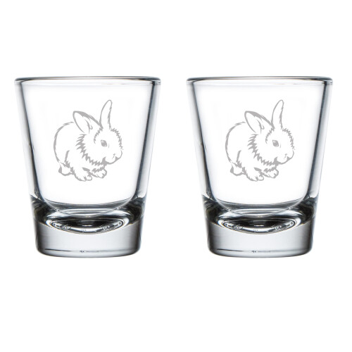 2er-Set Schnapsgläser, 50 ml, niedliches Häschen