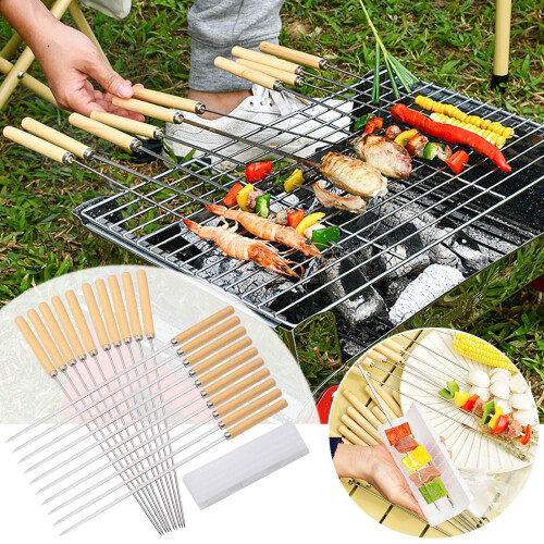 Σετ σουβλάκια BBQ από ανοξείδωτο ατσάλι VALSEEL, επίπεδες και στρογγυλές βελόνες από 1