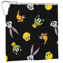 Nepromokavý sprchový závěs z polyesterové tkaniny s motivem Bugs Bunny, dekorace do koupelny, sada sprchového závěsu s háčky, 72X72 palců