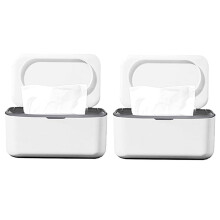 2X Wet Wipe Dispenser,Baby Napkin Storage Box Holder Container Dust-Proof Wet Tissue Box for Home, Office (Gray)