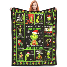 Koc Grinch, świąteczny koc, flanelowy koc z kreskówkowym wzorem anime, miękki koc na kanapę, łóżko, sofę