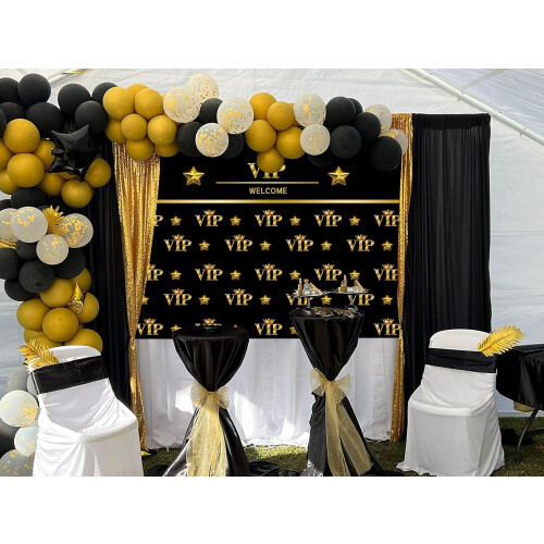 7x5ft VIP Κόκκινο Χαλί Φωτογραφίας Φόντο VIP Μαύρο Χρυσό Αστέρι Βραδιά Κινηματογράφου 2