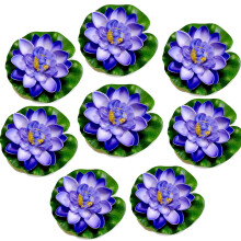 8Pcs Artificial Floating Foam Lotus Flower,with Water Lily Pad Ornanment ,Perfect for Patio Koi Pond Pool Aquarium Home Garden Wedding Party Decor
