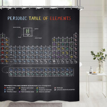 Sprchový závěs s periodickou tabulkou prvků 152 cm x 183 cm - vzdělávací vědecká dekorace pro děti, učebnu, koupelnu - polyester,