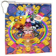 Sprchový závěs s kresleným filmem Adventure Time 72" x 72" s 12 háčky, vodotěsný, omyvatelný, polyesterový, do koupelny se sprchou